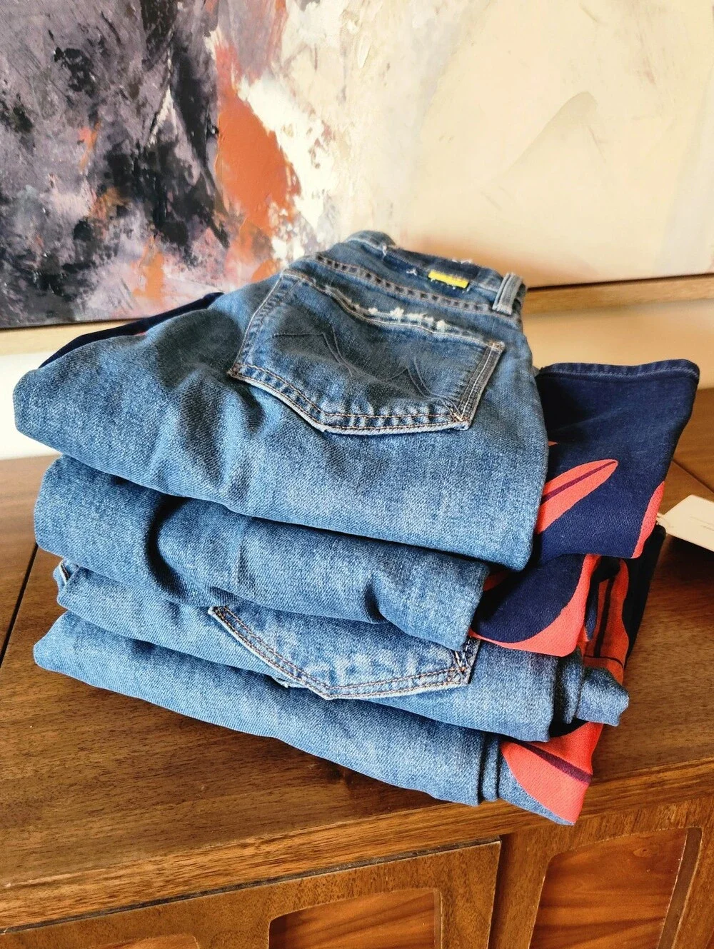 LADOUBLEJ x MOTHER The Tomcat Roller Jeans Deep in The Pacific NEW NWT - Picture 6 of 9